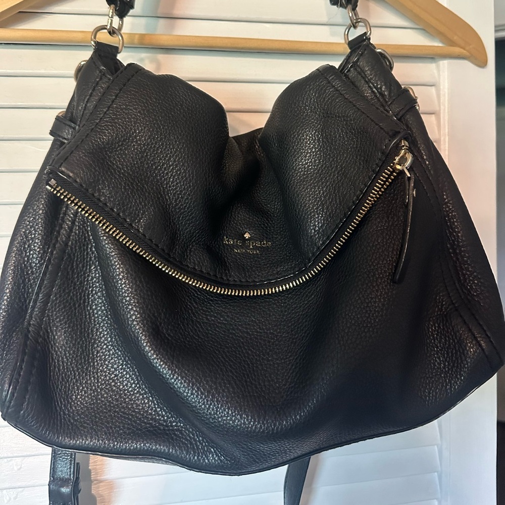 Kate Spade Black Hobo Bag with Gold Accents